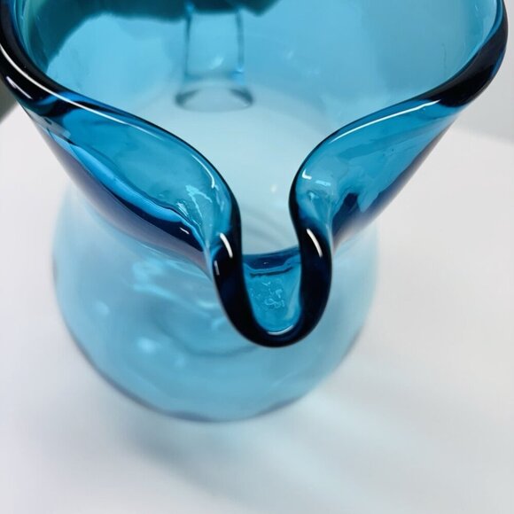 Vintage Blue Crystal Pitcher ~ Hand-Crafted ~ Poland - Picture 12 of 14